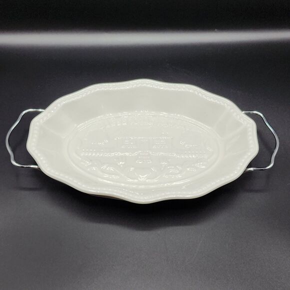 Godinger Bless This Home White Porcelain Serving Tray With Rack 11.5 X7.5x1.5in - Picture 11 of 11